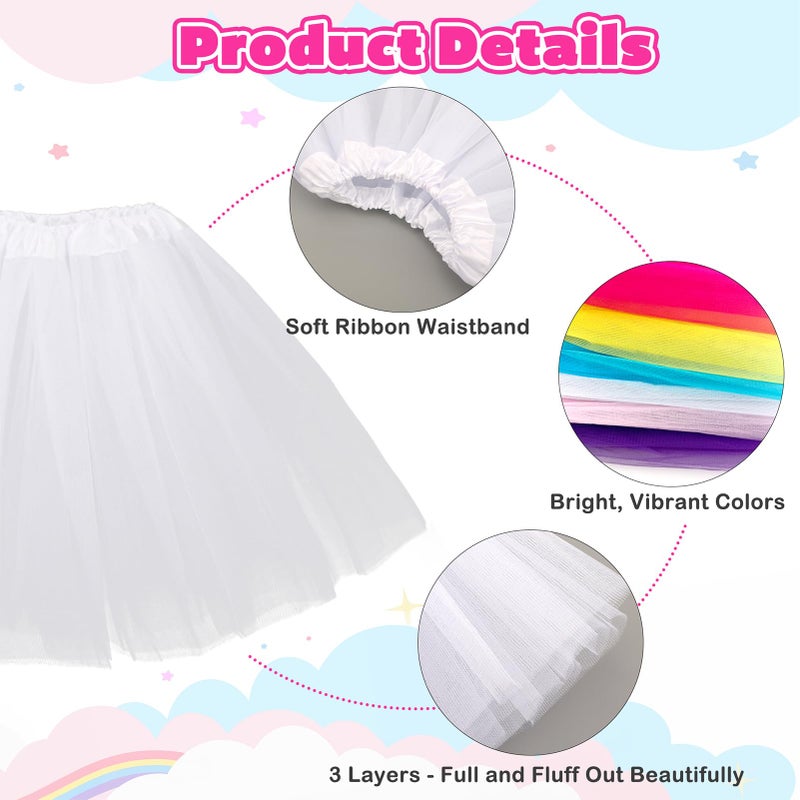 kilofly 6pc White Girls Ballet Tutu Kids Birthday Princess Party Favor Skirt Set - Image 3